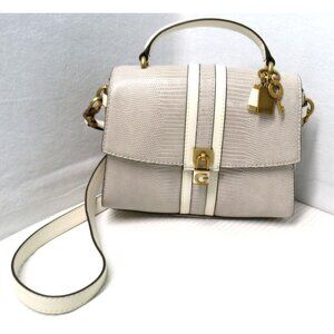 Guess Ginevra Handle Crossbody Bag Purse Taupe & Cream Gold Hardware Exotic NWOT